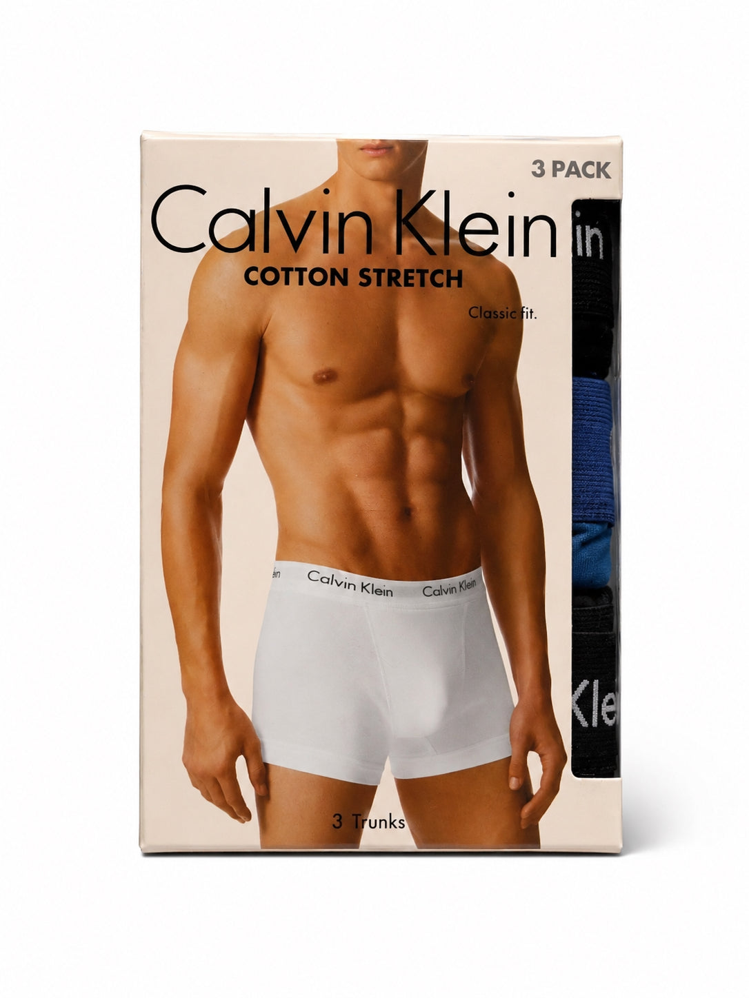Calvin Klein CK Men’s Cotton Stretch Trunks 3 Pack Black Blue & Navy Boxers
