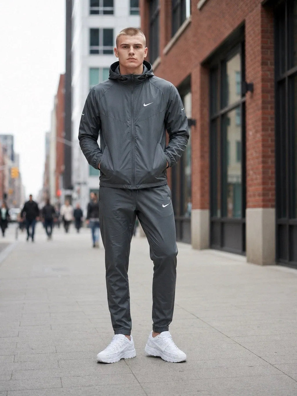 Nike Dri-Fit Grey Full Tracksuit Men’s Running Suit Gym Training Athletic