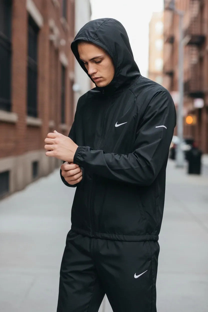 Nike Dri-Fit Black Full Tracksuit Men’s Running Suit Gym Training Athletic