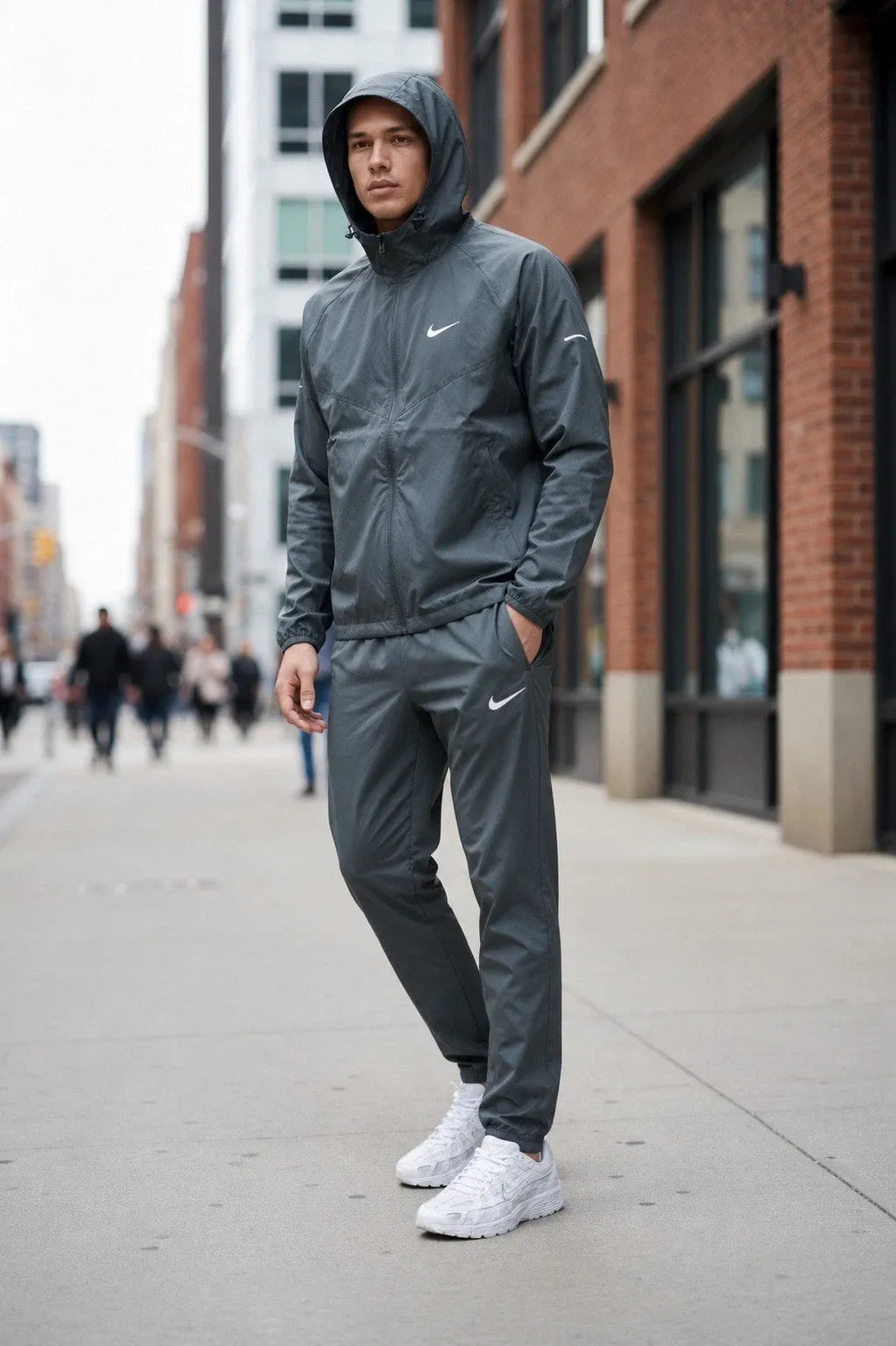 Nike Dri-Fit Grey Full Tracksuit Men’s Running Suit Gym Training Athletic