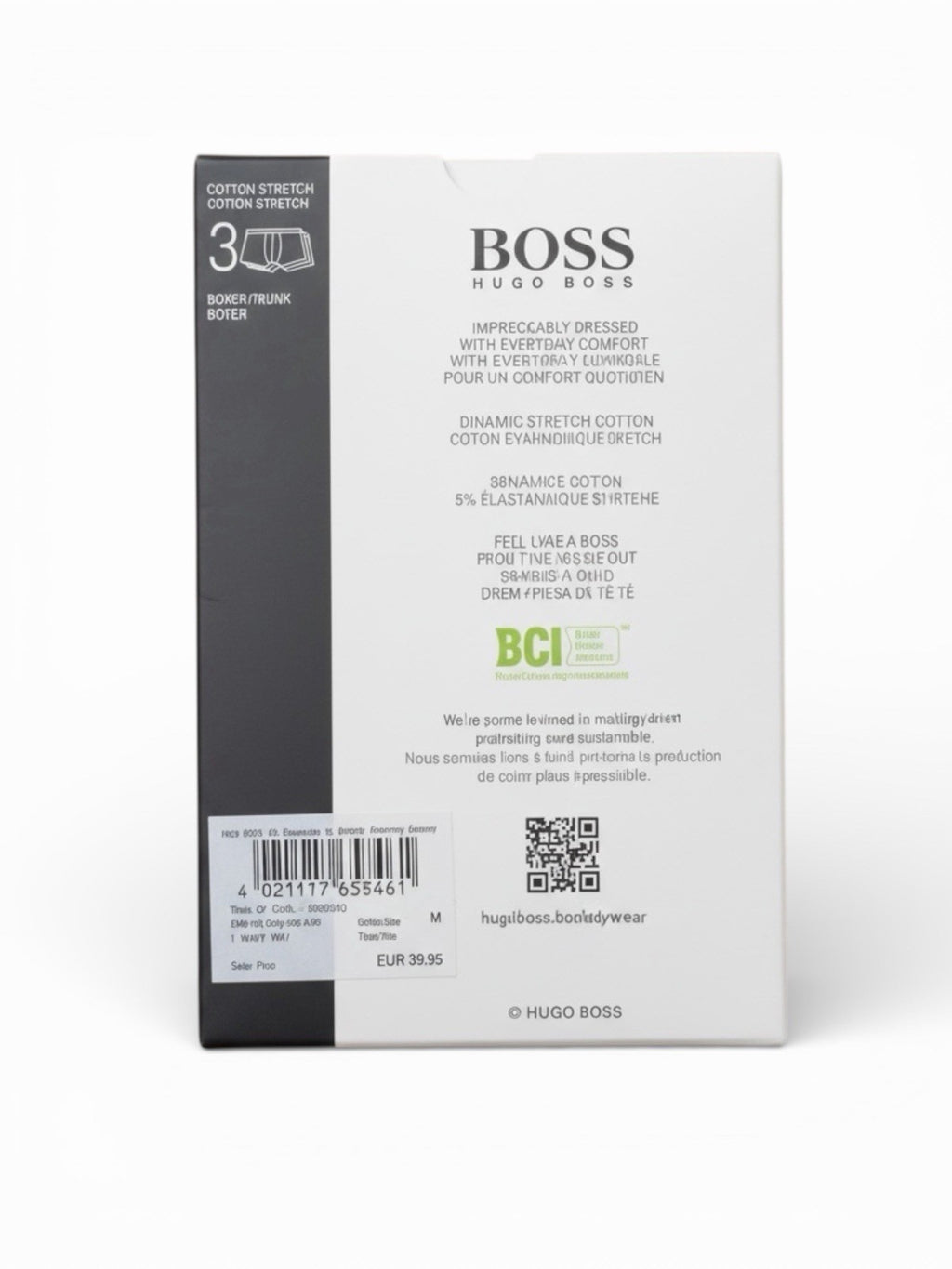 HUGO BOSS 100% Authentic Men’s Boxer Trunks 3-Pack – White Black Grey – Premium