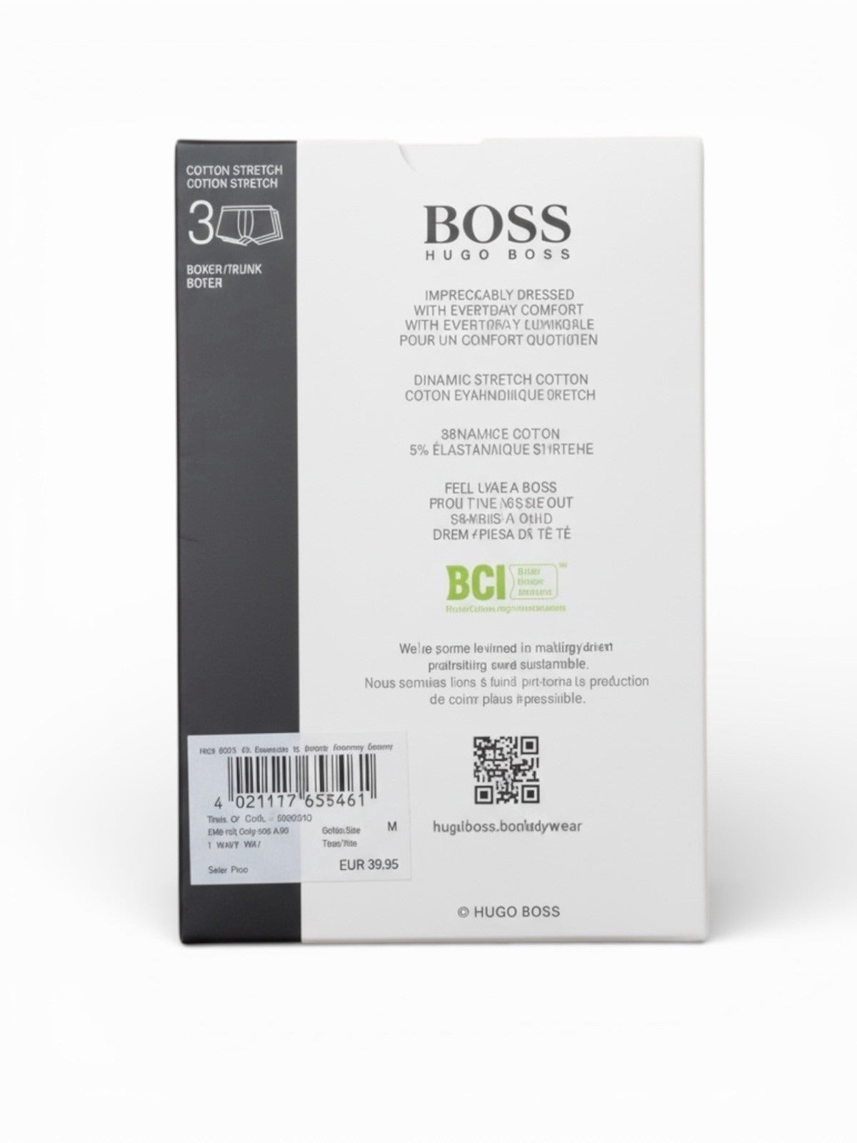 HUGO BOSS 100% Authentic Men’s Boxer Trunks 3-Pack – White Black Grey – Premium