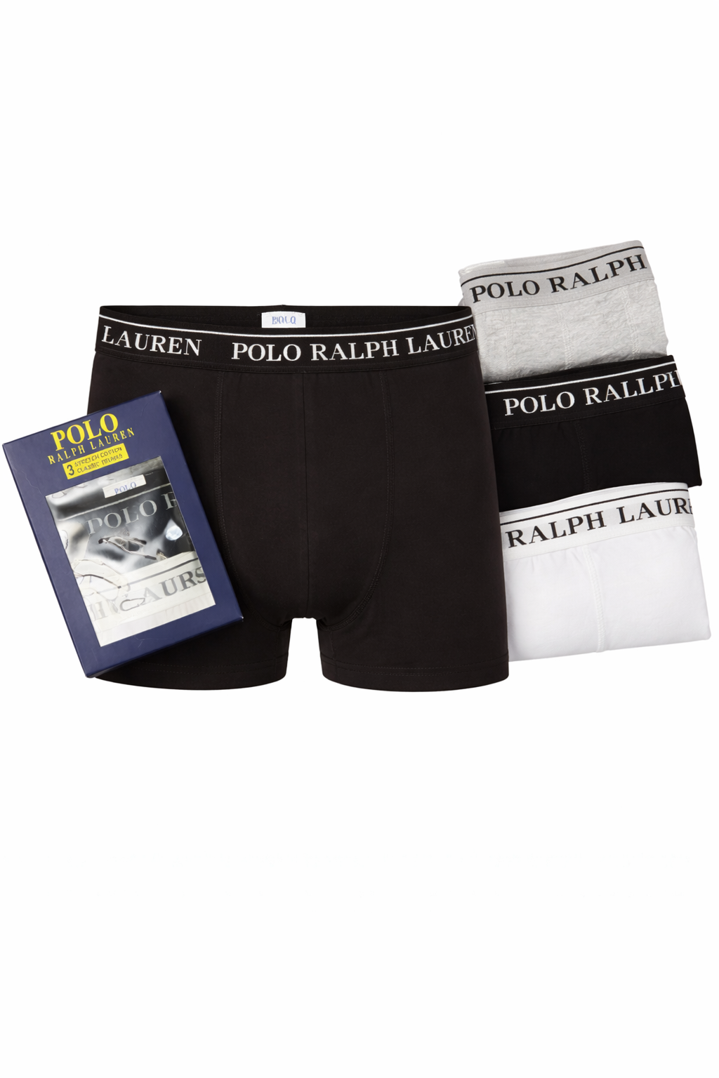 Polo Ralph Lauren Mens Boxer Shorts 3 Pack Stretch Cotton Black White Grey