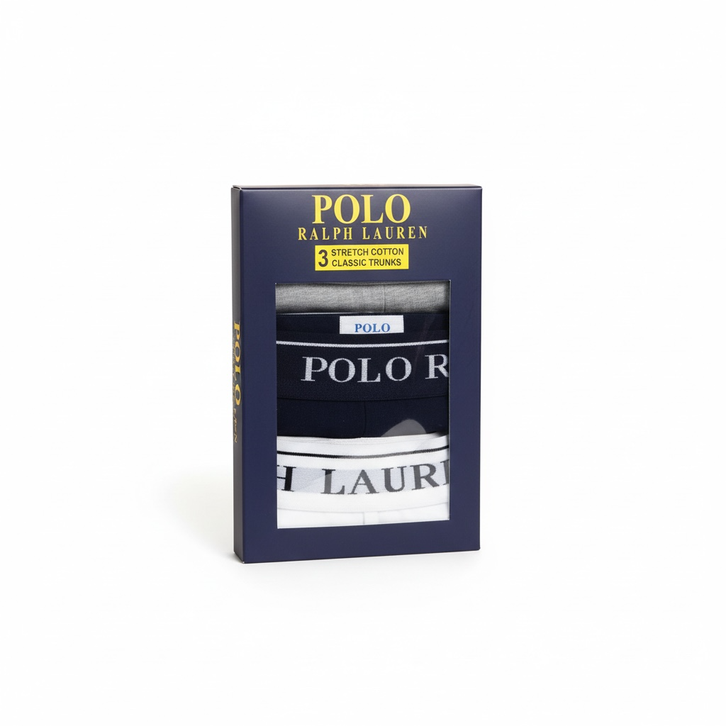 Polo Ralph Lauren Mens Boxer Shorts 3 Pack Stretch Cotton Black White Grey