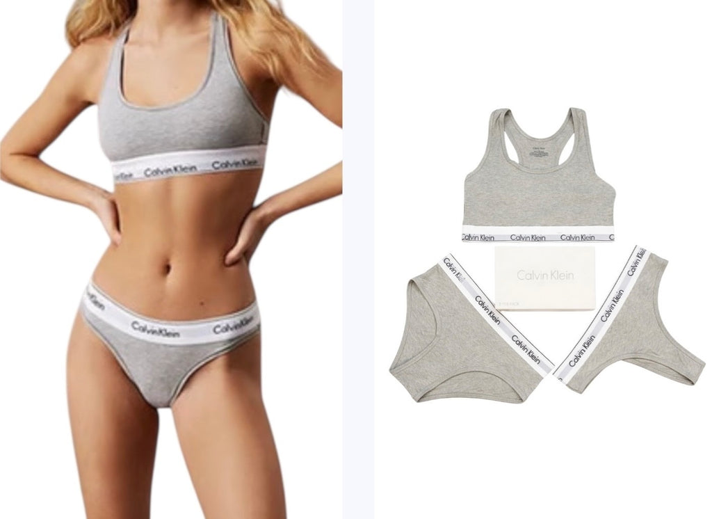 Calvin Klein Women's Modern 3 Piece Underwear Set - Bralette, Thong & Briefs