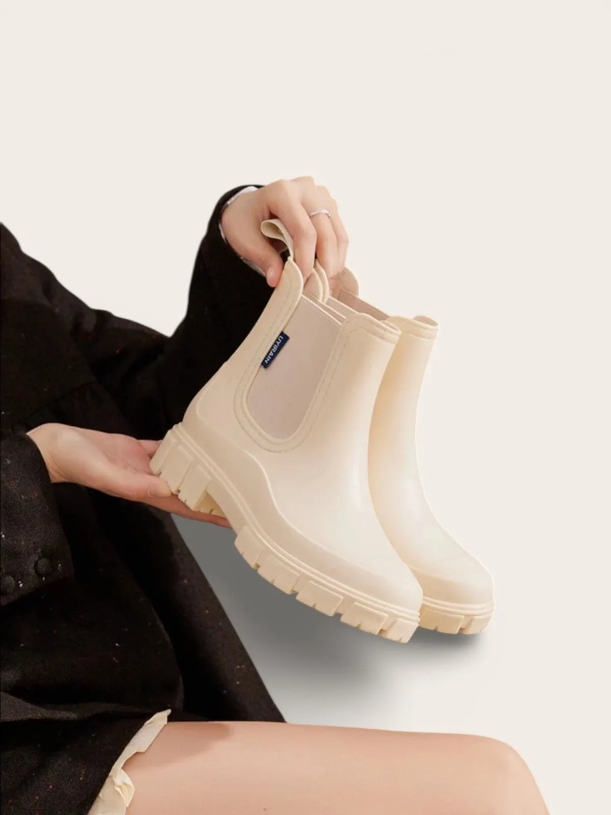 Women’s Chelsea Rain Boots Waterproof Thick Sole Elastic Strap All Season