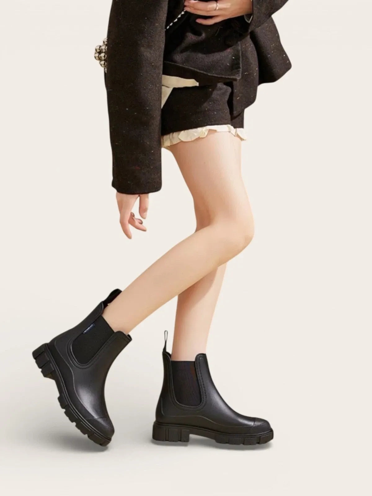 Women’s Chelsea Rain Boots Waterproof Thick Sole Elastic Strap All Season
