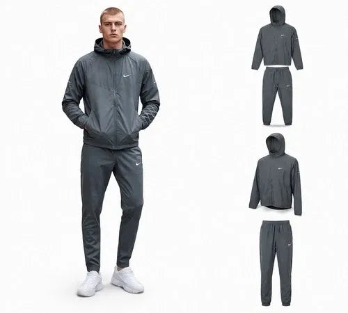Nike Dri-Fit Grey Full Tracksuit Men’s Running Suit Gym Training Athletic