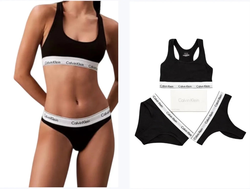 Calvin Klein Women's Modern 3 Piece Underwear Set - Bralette, Thong & Briefs