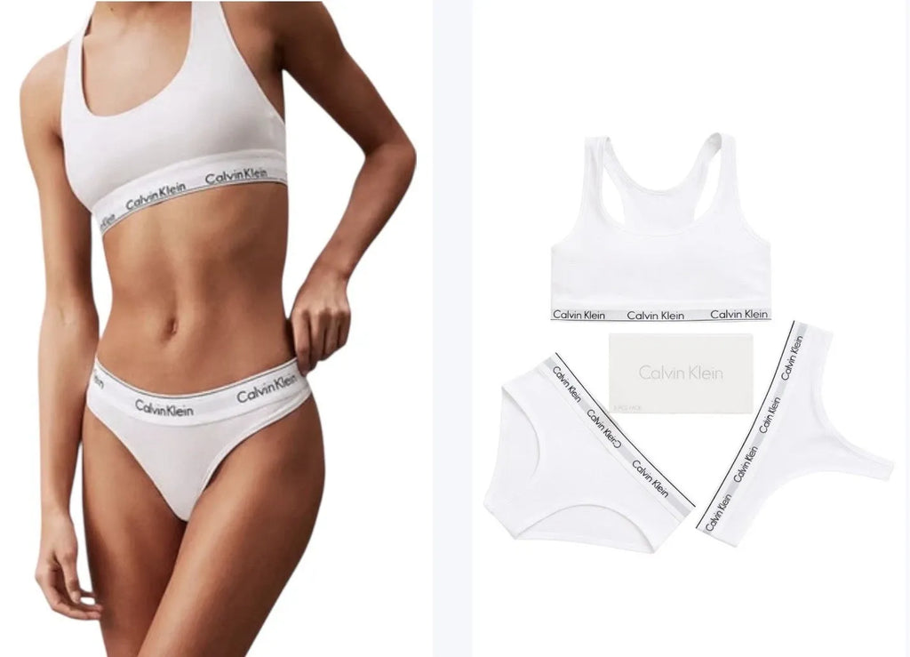 Calvin Klein Women's Modern 3 Piece Underwear Set - Bralette, Thong & Briefs