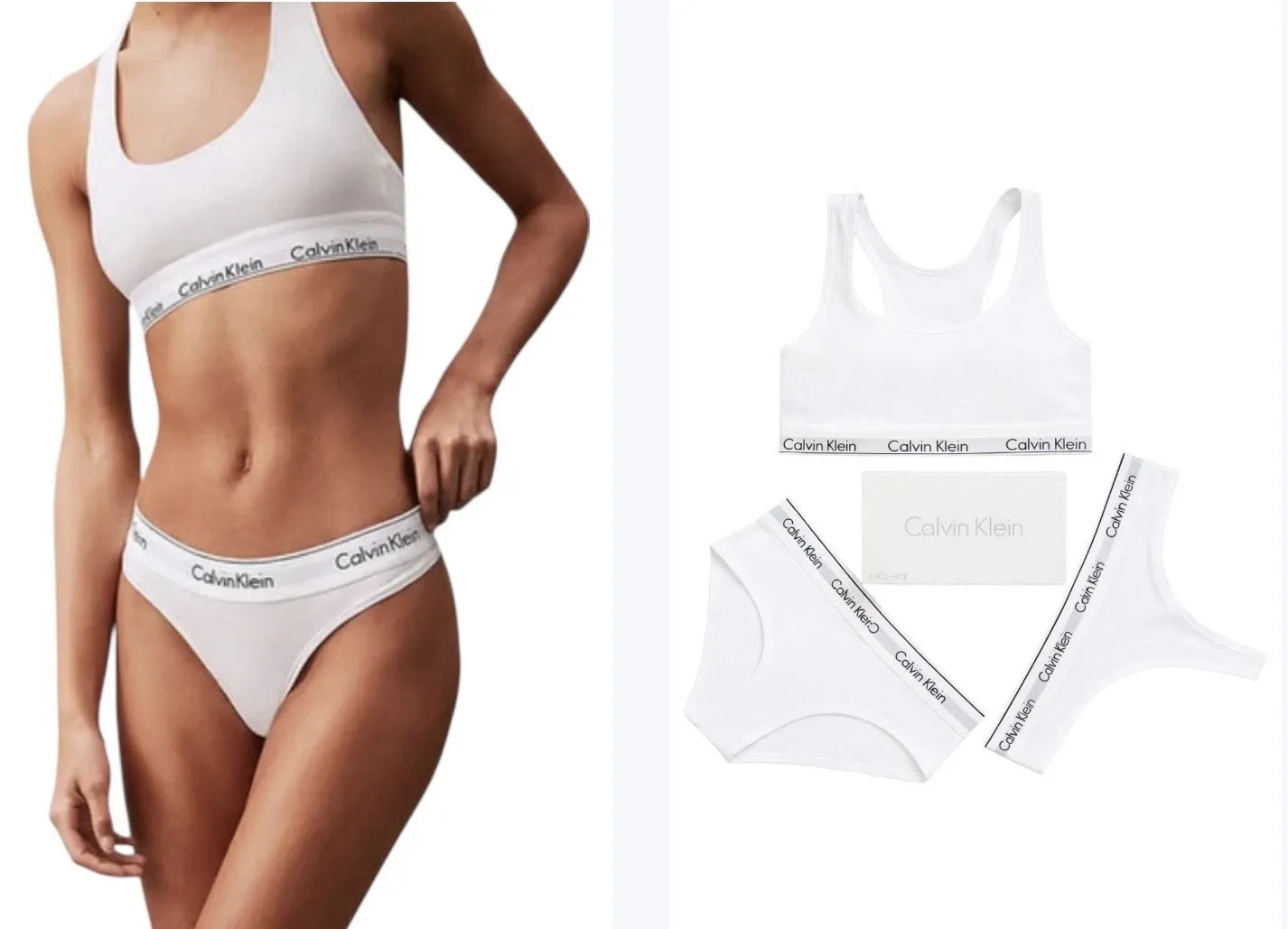 Calvin Klein Women's Modern 3 Piece Underwear Set - Bralette, Thong & Briefs