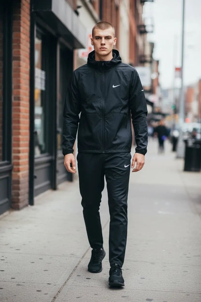 Nike Dri-Fit Black Full Tracksuit Men’s Running Suit Gym Training Athletic
